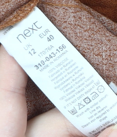 Next Women's Brown Polka Dot Midi Skirt - Size 12