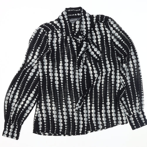 SOSANDAR Women's Black Polka Dot Blouse Size 8