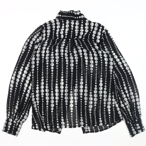 SOSANDAR Women's Black Polka Dot Blouse Size 8