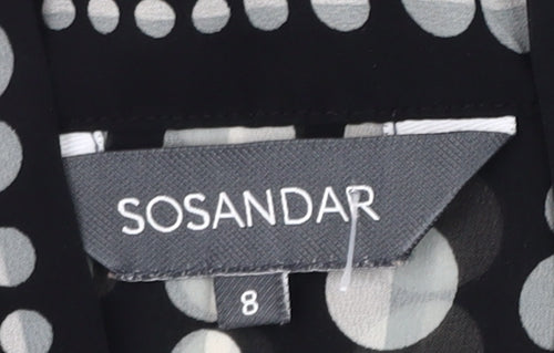 SOSANDAR Women's Black Polka Dot Blouse Size 8