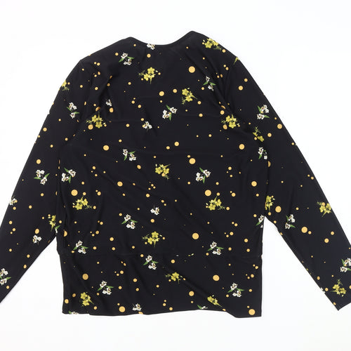 Dorothy Perkins Women's Black Floral Wrap Top Size 12