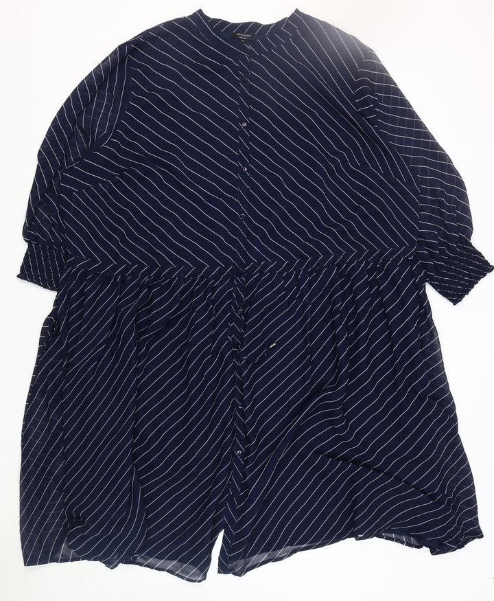 JD Williams Women's Blue Striped Dress Size 4