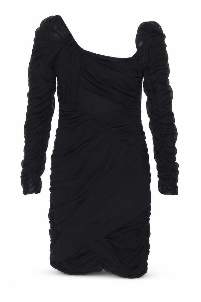 Zara Women's Long Sleeve Black Dress, Size 12, Elegant Chiffon