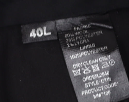 Skopes Men's Black Dress Pants, 40L, Wool Blend, Formal Wear