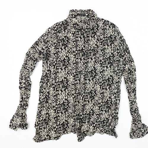 Zara Women's Black Geometric Blouse, Medium Size