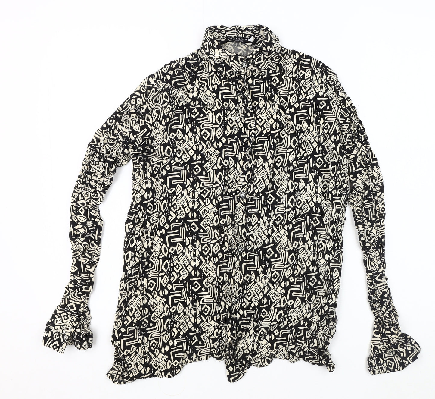 Zara Women's Black Geometric Blouse, Medium Size