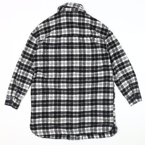 New Look Women's Black White Plaid Button-Up Shirt Size 8