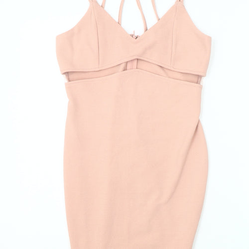 AX Women Beige Knee Length Bodycon Dress Size 12