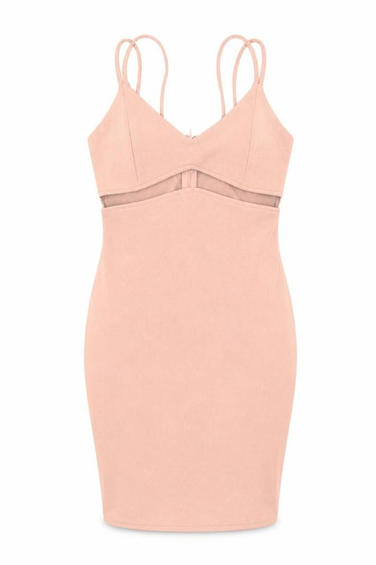 Front view of AX Women Beige Knee Length Bodycon Dress, size 12