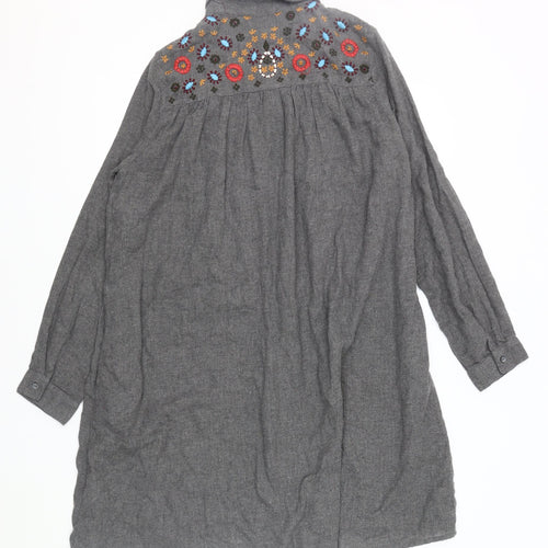 Zara Basic Women's Grey Embroidered Shirt Dress S