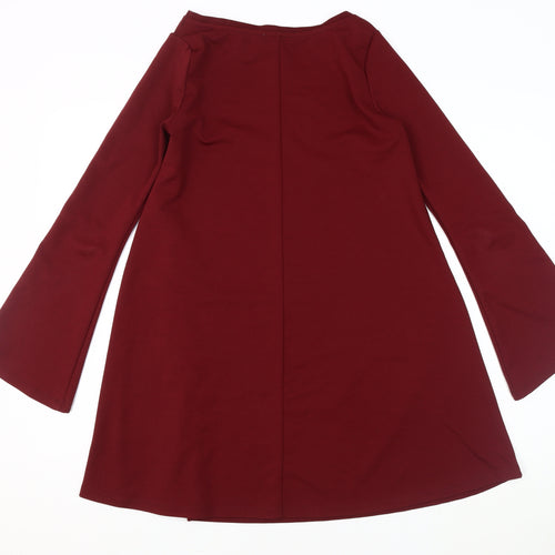 Zara Women's Red Long Sleeve Dress - Size S