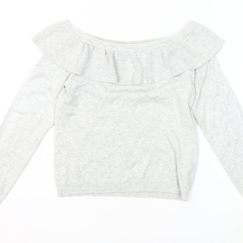 DIVIDED Women's Grey Pullover Jumper, Size S, Boat Neck