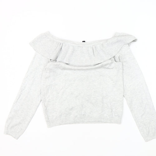 DIVIDED Women's Grey Pullover Jumper, Size S, Boat Neck