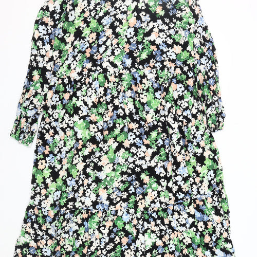 H&M Women's Multicoloured Floral Long Sleeve Dress