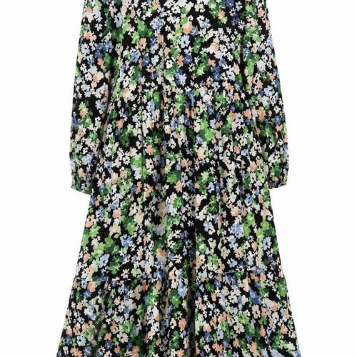 H&M Women's Multicoloured Floral Long Sleeve Dress