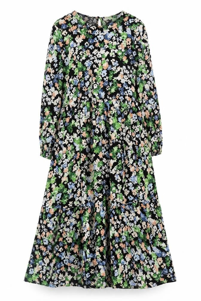 H&M Women's Multicoloured Floral Long Sleeve Dress