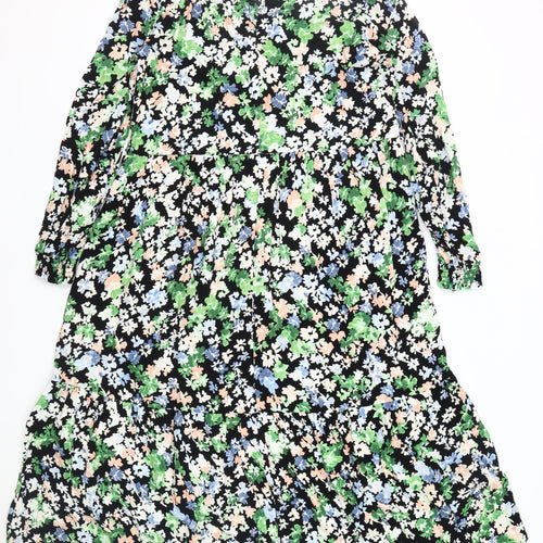 H&M Women's Multicoloured Floral Long Sleeve Dress