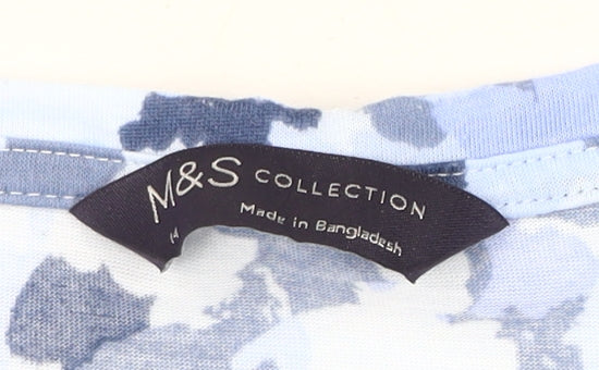 Marks and Spencer Women’s Blue Floral T-Shirt Size 14