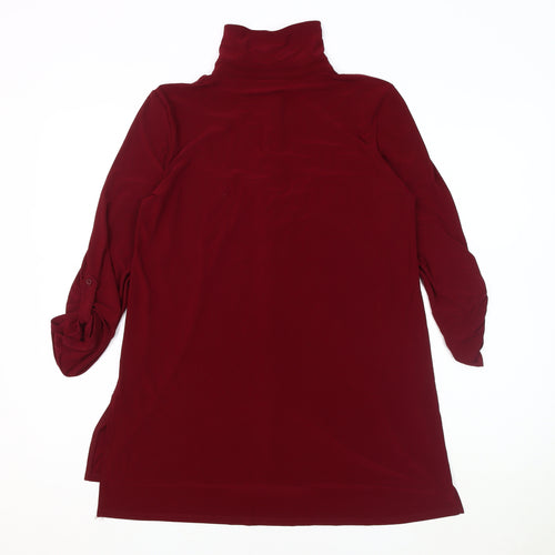 Nina Leonard Women's Red Collared Button-Up Shirt L