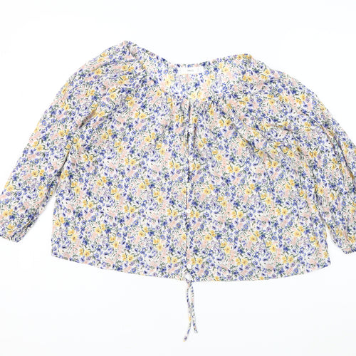MNG Women's Multicoloured Floral Blouse, Size 12, Long Sleeve