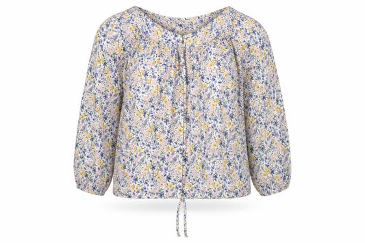 Front view of Mango Women's Multicoloured Floral Blouse, size 12, Long Sleeve