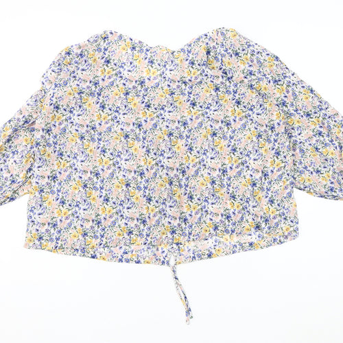 MNG Women's Multicoloured Floral Blouse, Size 12, Long Sleeve