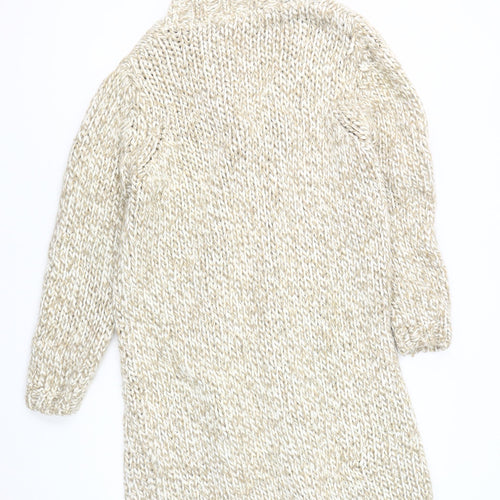 Next Men Beige S High Neck Cardigan Chunky-Knit