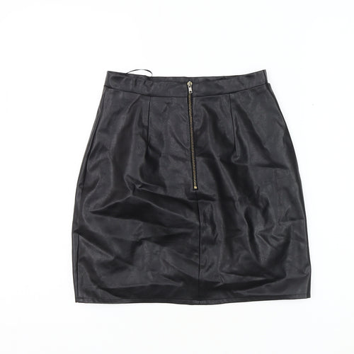 River Island Women's Black Zip Pencil Skirt Size 6