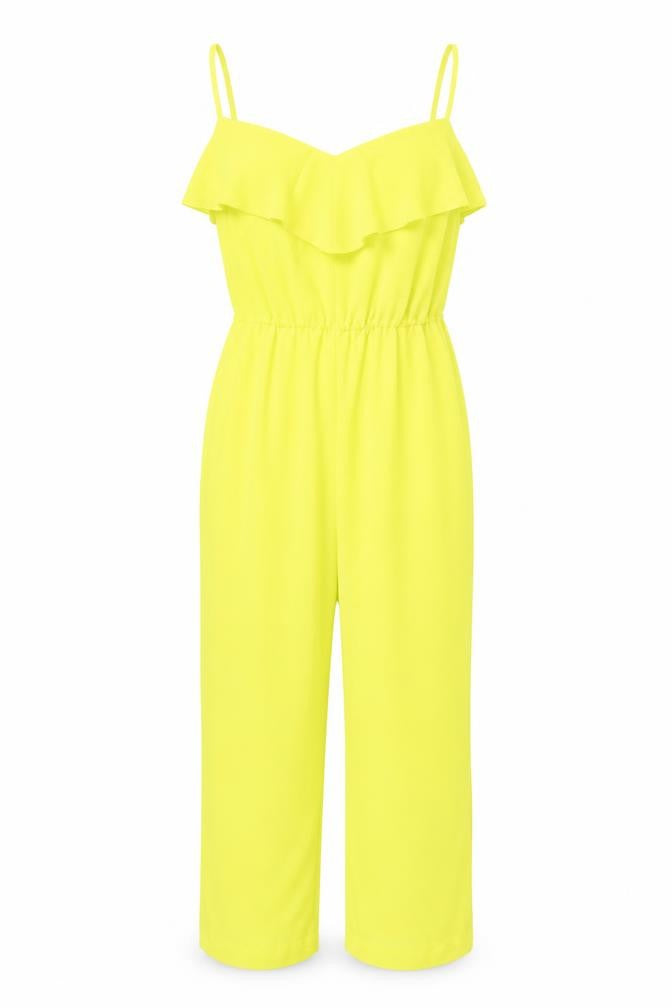 Front view of Miss Selfridge Women’s Yellow Jumpsuit, size UK 10