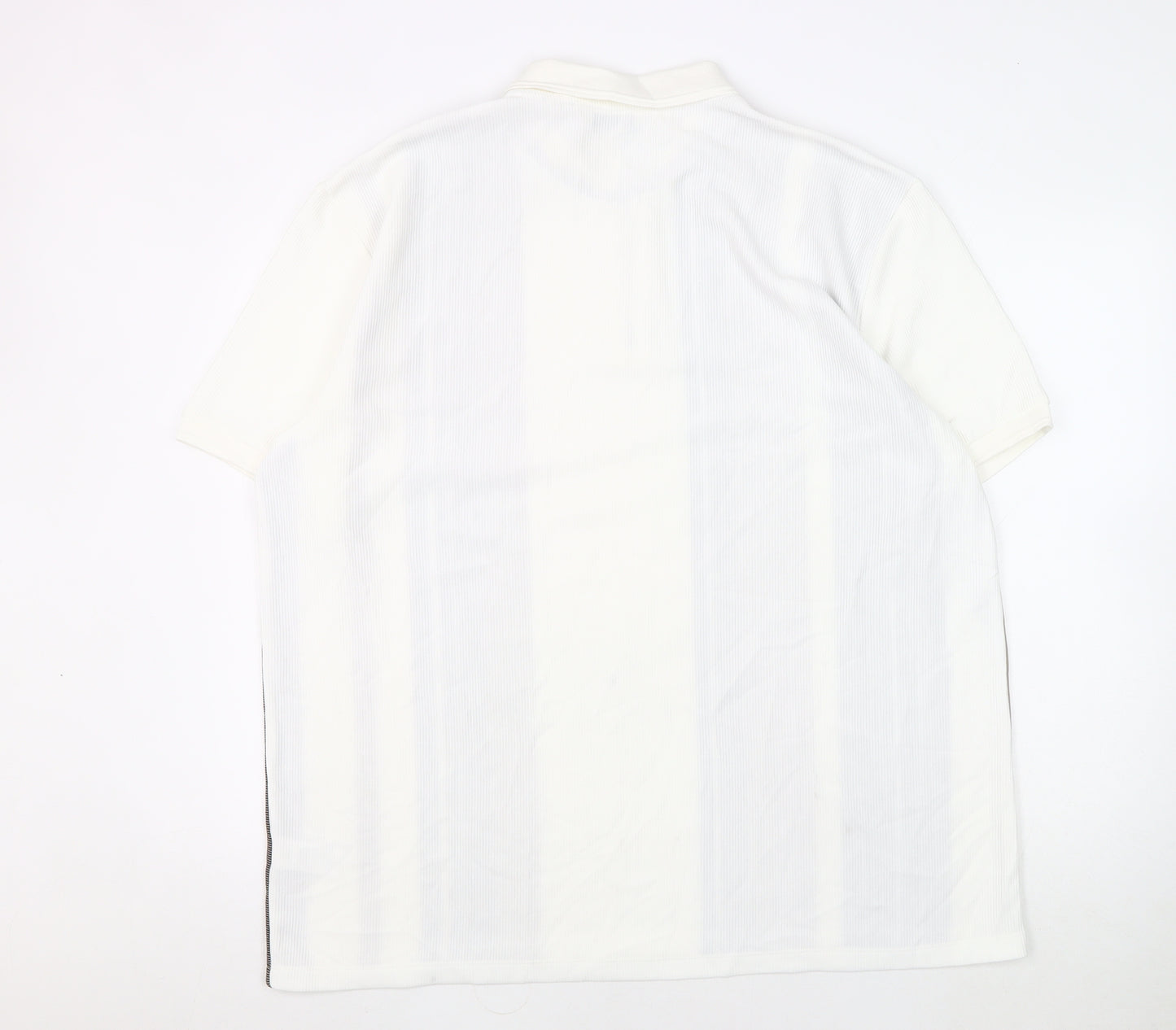Next Men's White Striped Polo Shirt 2XL Short Sleeve