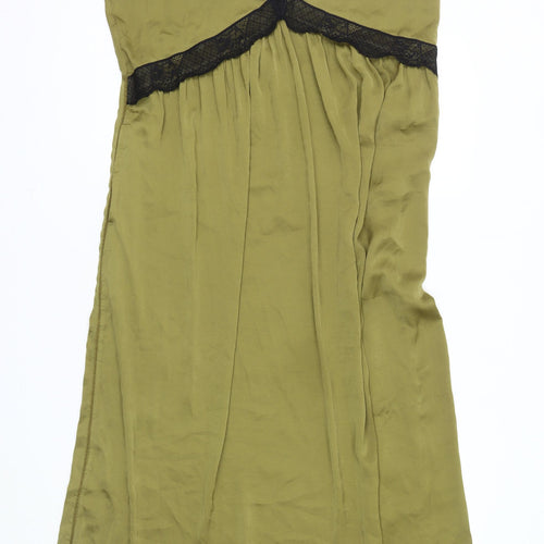 Per Una Women's Green V-Neck Dress, Size 12, Lace Accents