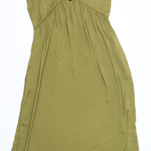 Per Una Women's Green V-Neck Dress, Size 12, Lace Accents