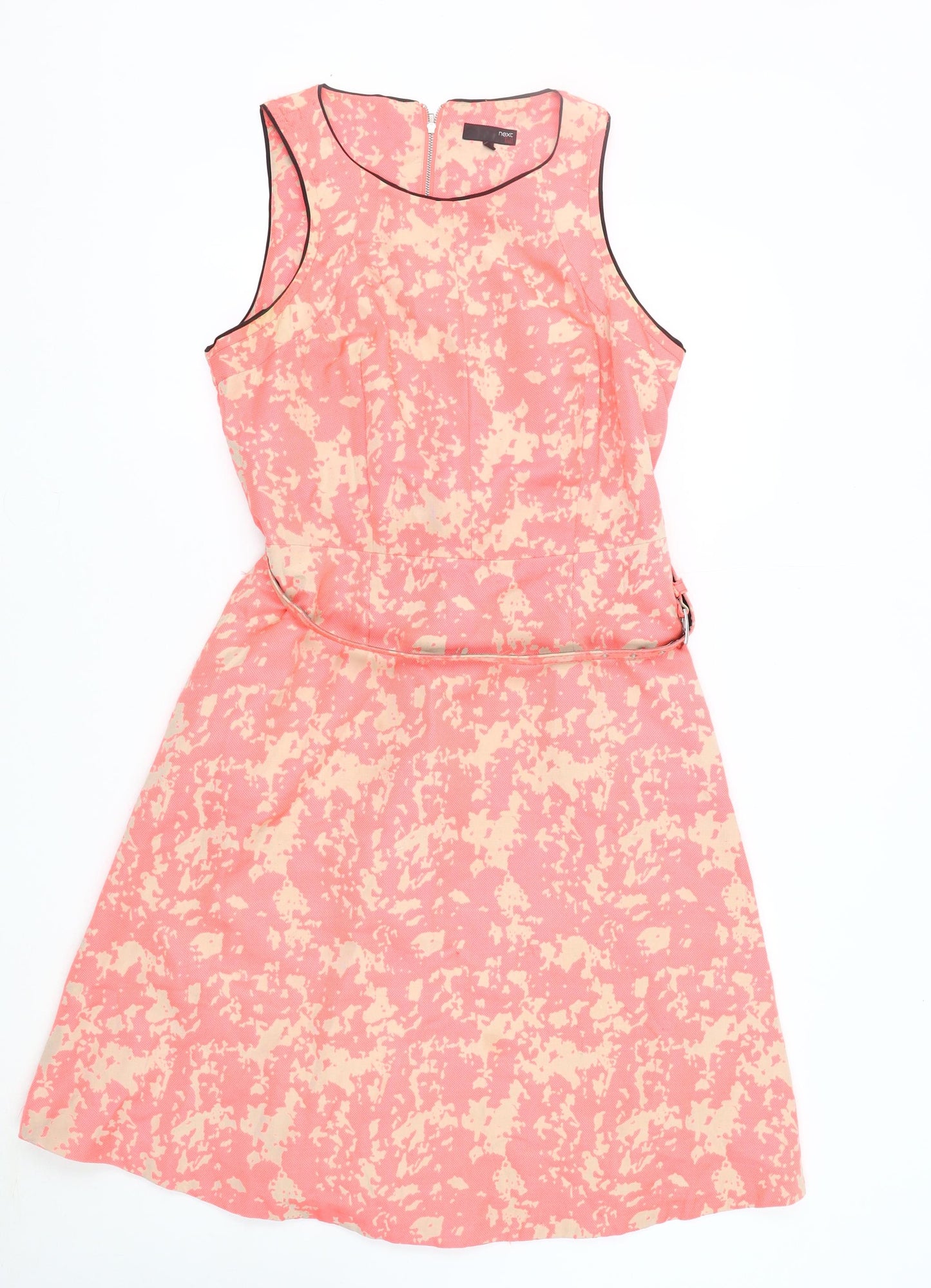 Next Women's Pink Beige Tall Belted Dress Size 14