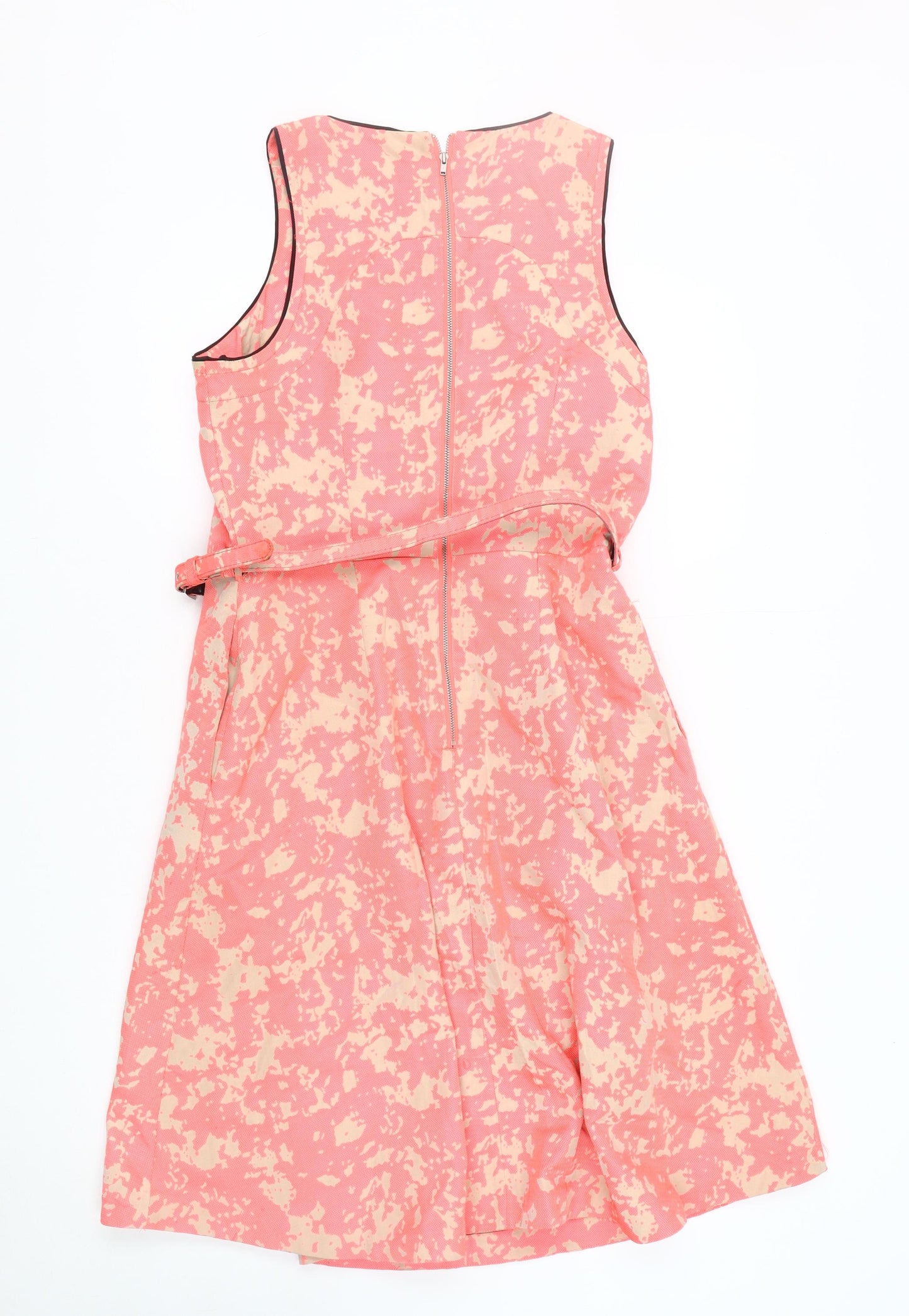 Next Women's Pink Beige Tall Belted Dress Size 14