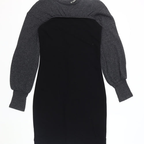 Zara Women’s Black Grey Dress M Long Sleeve Casual