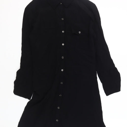 Topshop Petite Black Shirt Dress Size 4 Women