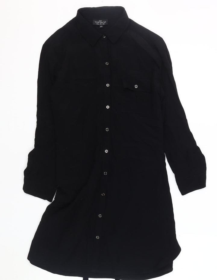 Topshop Petite Black Shirt Dress Size 4 Women