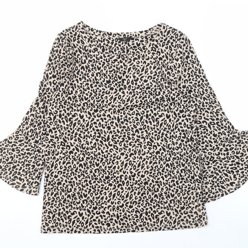 M&Co Beige Blouse Women’s Size 10 Petite Animal Print