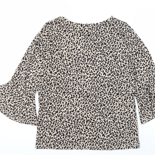 M&Co Beige Blouse Women’s Size 10 Petite Animal Print