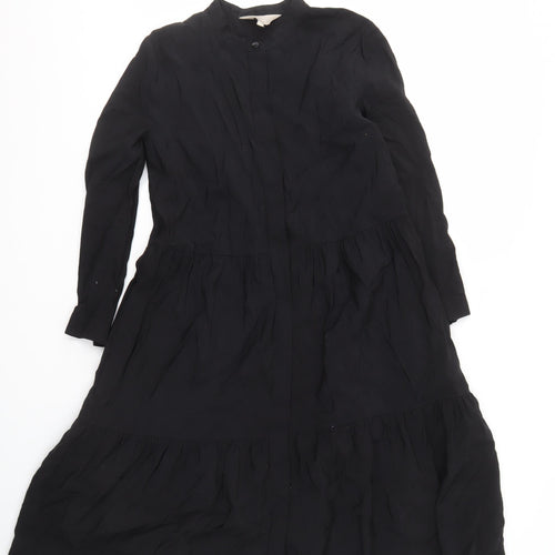 KLEY Women's Black Dress Size 10 Long Sleeve Collared Casual