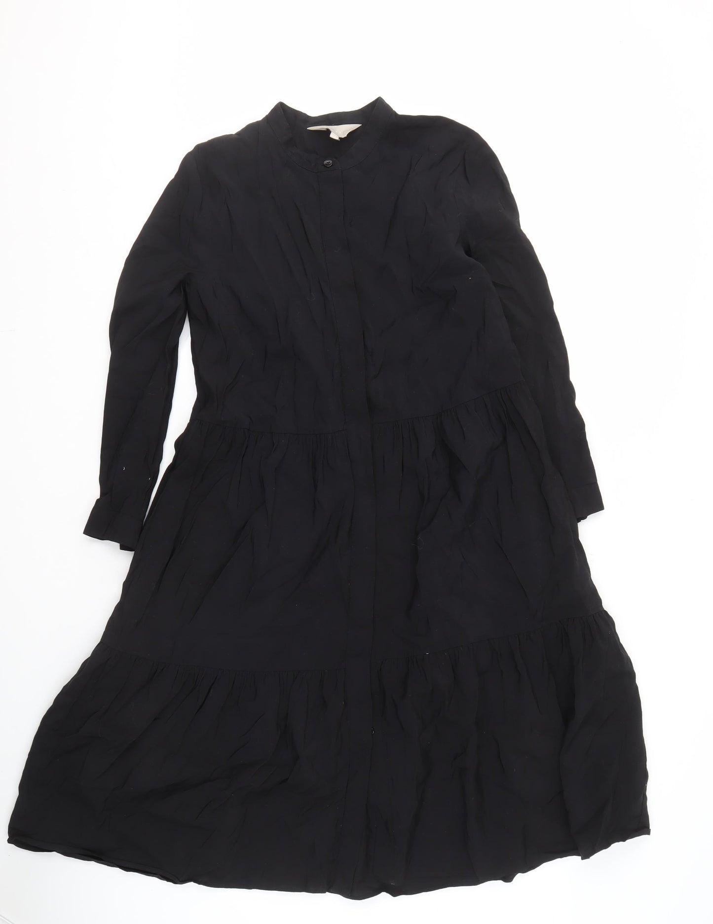 KLEY Women's Black Dress Size 10 Long Sleeve Collared Casual