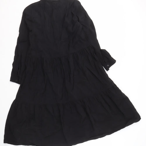 KLEY Women's Black Dress Size 10 Long Sleeve Collared Casual