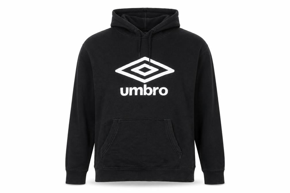 Front view of Umbro Men's 2XL Black Pullover Hoodie with Logo
