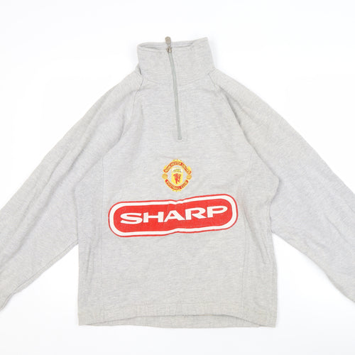 Manchester United Men's Grey 1/4 Zip Sweatshirt S