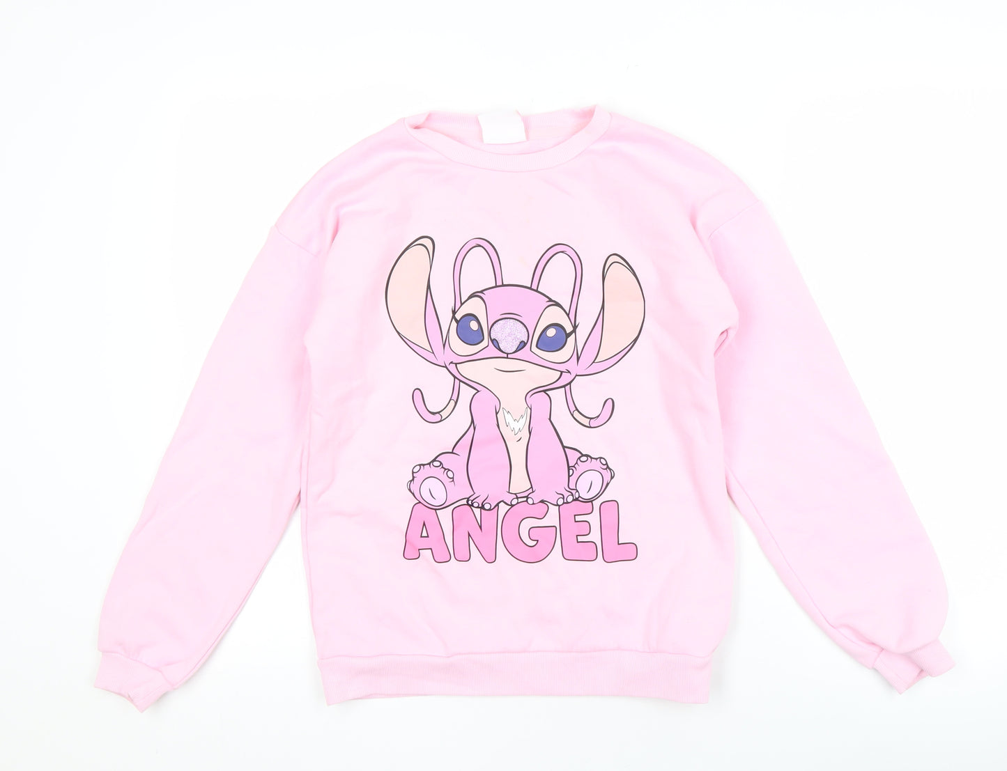 Disney Pink Angel Girls Pullover Sweatshirt, M, Graphic Print