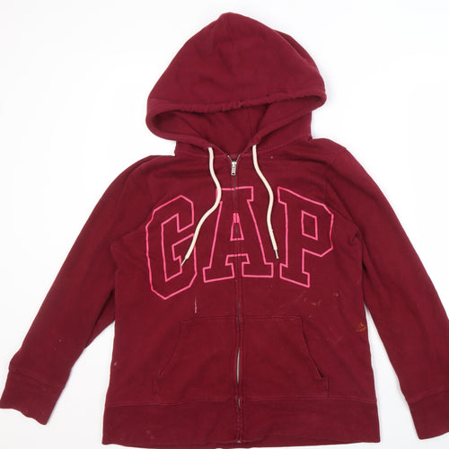 GAP Women's Red Full Zip Logo Hoodie, Size M