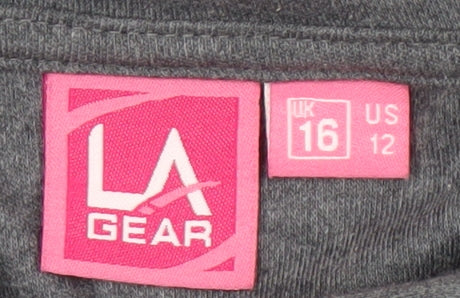 LA Gear Women's Grey Full Zip Hoodie Size 16 with Logo