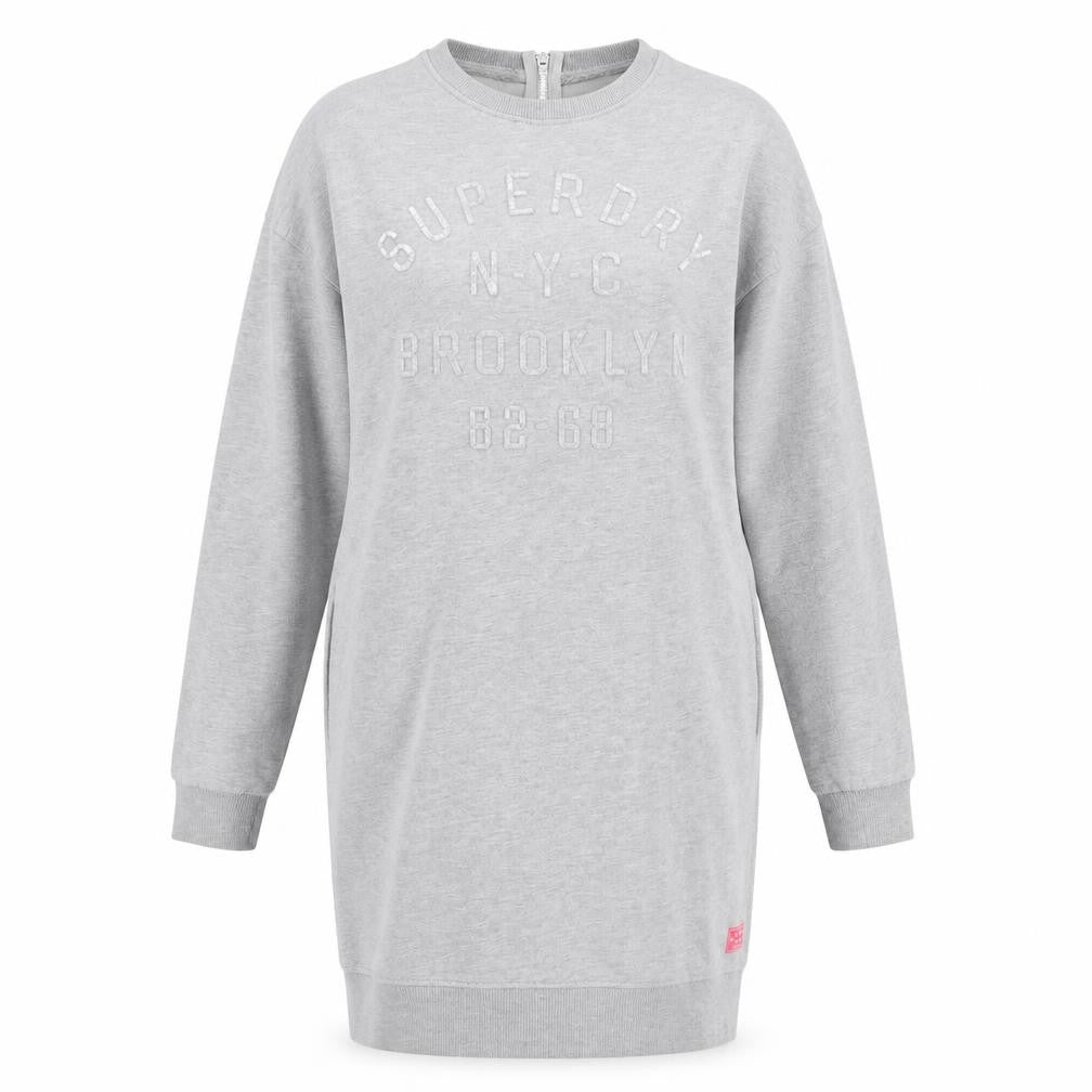 Front view of Superdry Women's Grey Sweatshirt Dress S