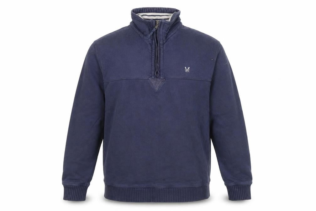 Front view of Crew Clothing Blue 1/4 Zip Sweatshirt S