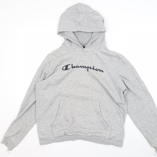 Champion Men's Grey Pullover Hoodie 2XL Logo Fleece